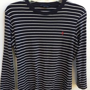 Ralph Lauren sport M navy blue striped logo 3/4 sl